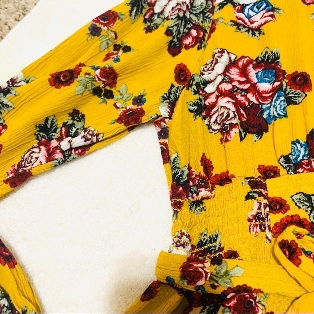 LUNA CHIX mini cute sun yellow floral dress XS - Picture 3 of 6